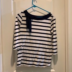 3/4 length navy and white stripes